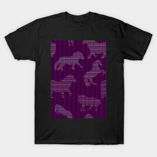 Shetland Fairisle Dancing Ponies - Purple T-Shirt